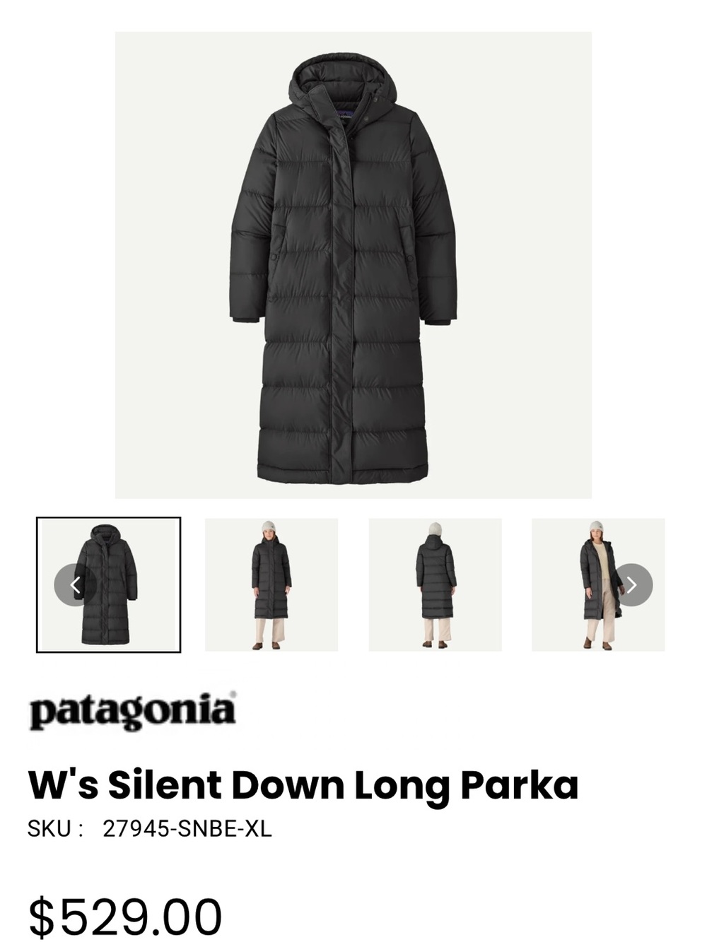 Patagonia W’s Silent Down Long Parka Small